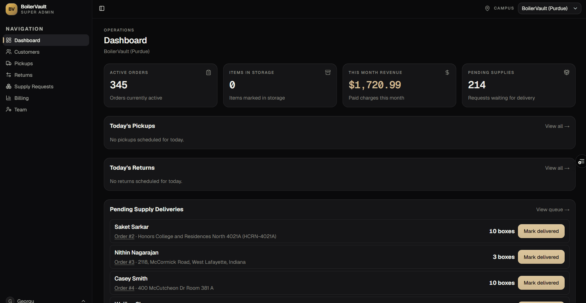 BoilerVault platform screenshot